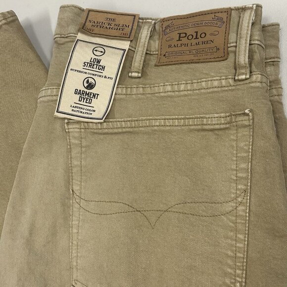 Polo Ralph Lauren Varick Slim Straight Khaki Jeans Mens Big & Tall 38T x 36 - Picture 9 of 11
